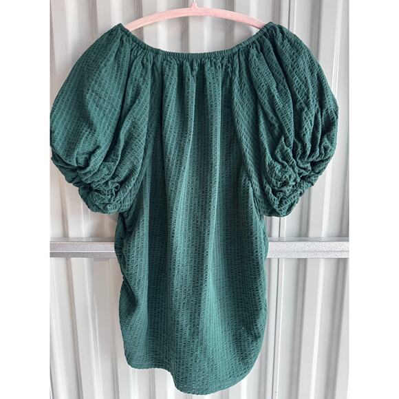3 for $9 Loft Green Puff Sleeve Green Top 100% Cotton XL - Picture 8 of 8